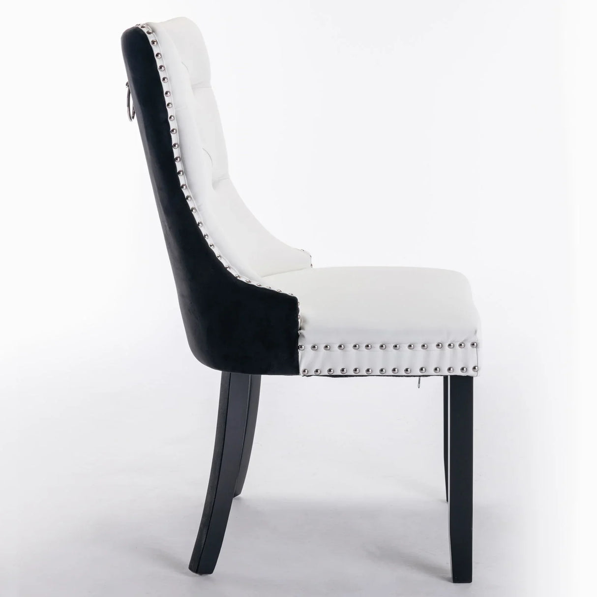 Nikki - Modern, High-End Tufted Solid Wood Contemporary PU And Velvet Upholstered Dining Chair With Wood Legs Nailhead Trim (Set of 2) - Furniture Home Direct