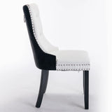 Nikki - Modern, High-End Tufted Solid Wood Contemporary PU And Velvet Upholstered Dining Chair With Wood Legs Nailhead Trim (Set of 2) - Furniture Home Direct
