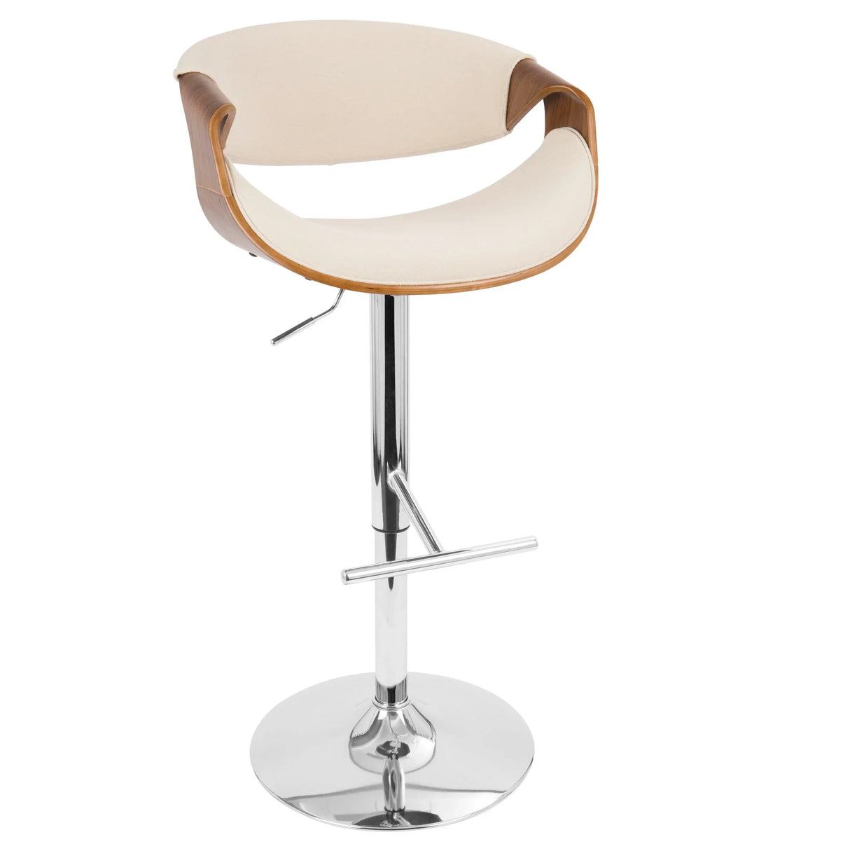 Curvo - Mid Century Modern Adjustable Barstool With Swivel With Straight T Footrest - Furniture Home Direct
