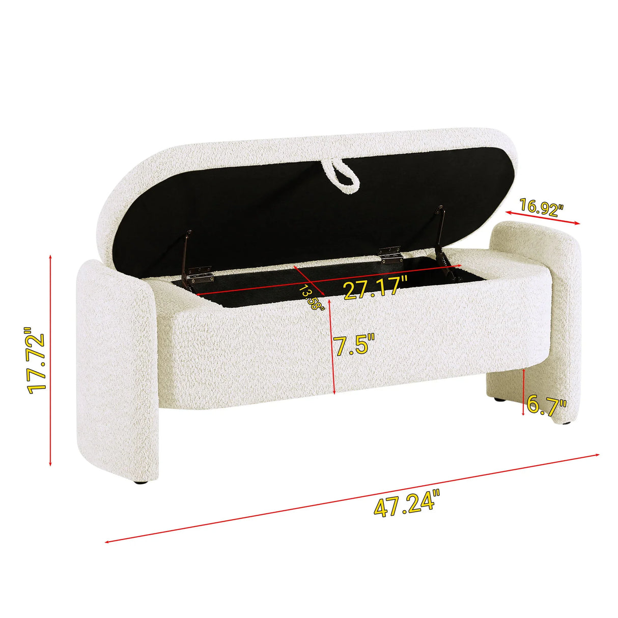 Ottoman Oval Storage Bench, 3D Lamb Fleece Bench With Large Storage Space For The Living Room, Entryway And Bedroom - Furniture Home Direct