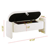 Ottoman Oval Storage Bench, 3D Lamb Fleece Bench With Large Storage Space For The Living Room, Entryway And Bedroom - Furniture Home Direct