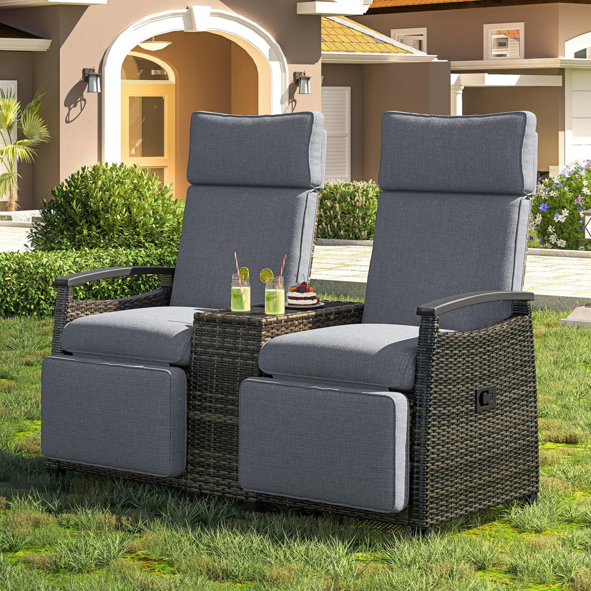 Outdoor Lounge Chair Set - Gray - Furniture Home Direct