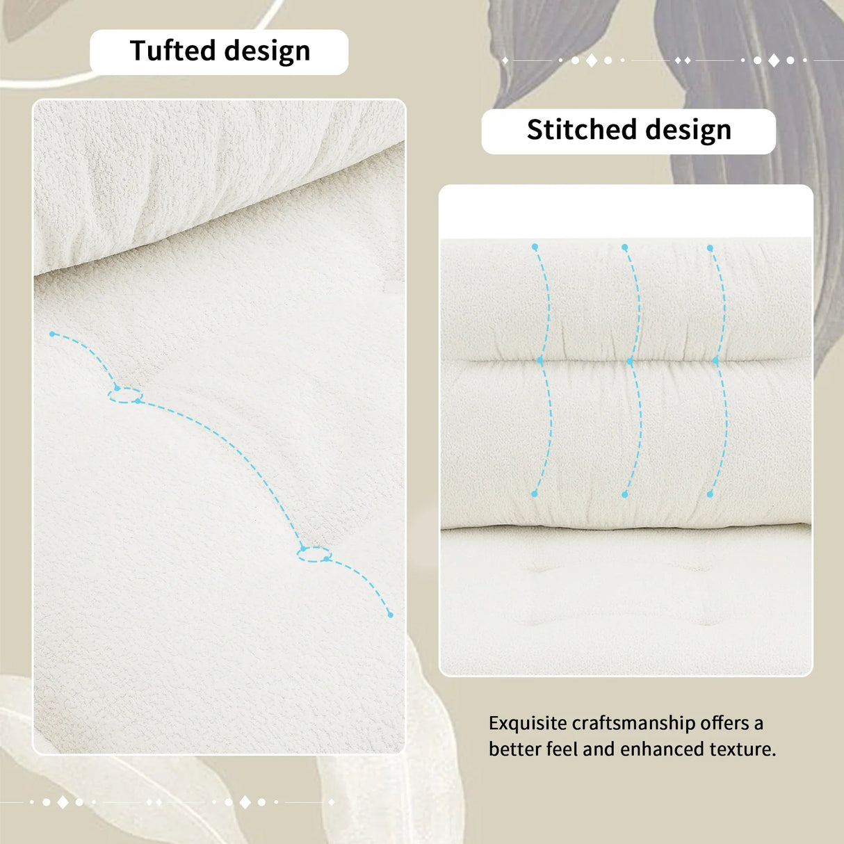 L Shaped Sofa Cloud Chenille Fabric Removable Ottoman White - Furniture Home Direct
