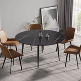 Modern Man-Made Stone Round Dining Table-Position For 6 People - Furniture Home Direct