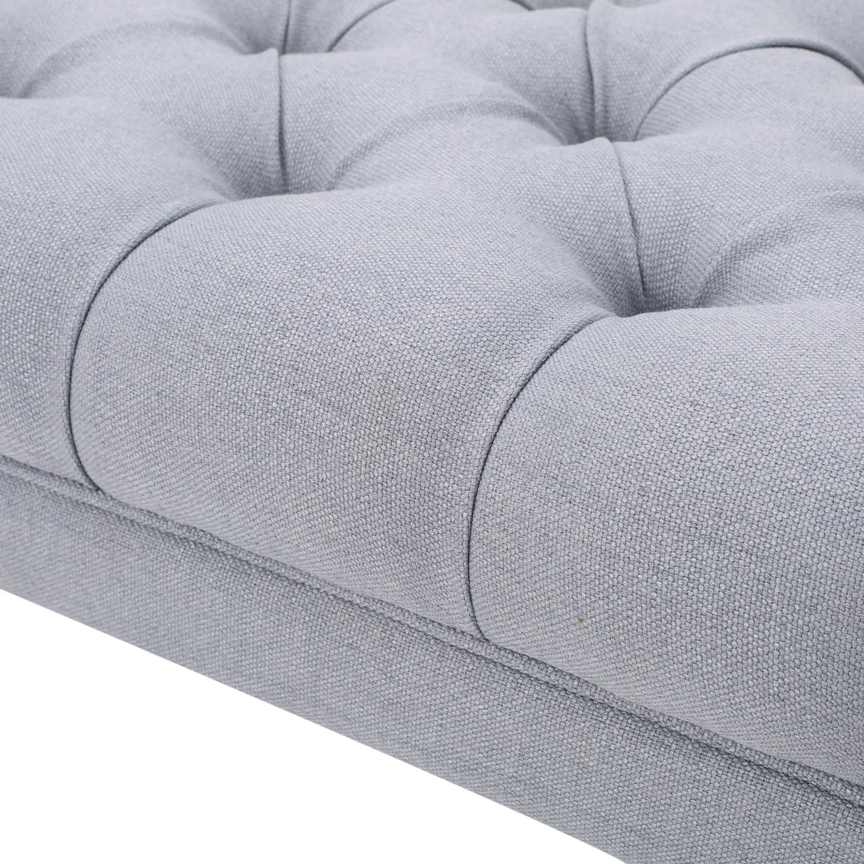 Bench Tufted Cushion with Arched Black Legs Light Grey - Furniture Home Direct