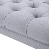 Bench Tufted Cushion with Arched Black Legs Light Grey - Furniture Home Direct