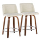 Toriano - Mid Century Modern Fixed Height Counter Stool With Swivel With Round Footrest (Set of 2) - Furniture Home Direct