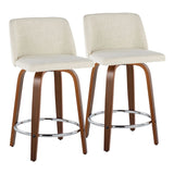 Toriano - Mid Century Modern Fixed Height Counter Stool With Swivel With Round Footrest (Set of 2) - Furniture Home Direct