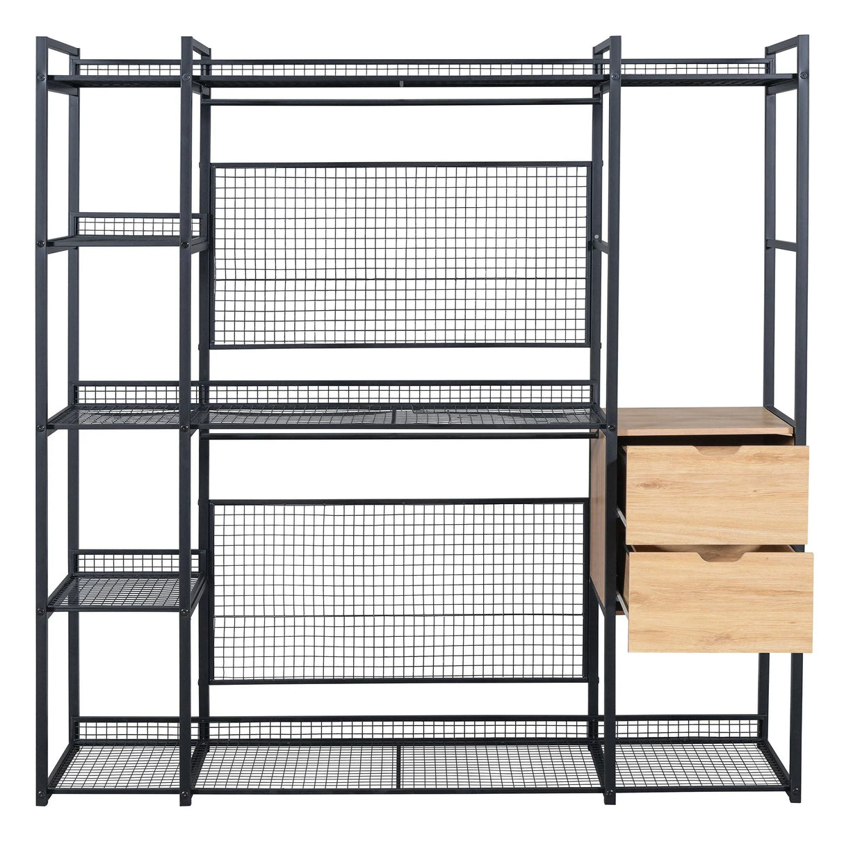 Open Style Wardrobe With Hanging Rails, Shelves And Drawers - Furniture Home Direct