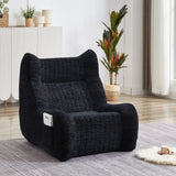 Bean Bag Chair With Armrests Oversized Comfy Beanbag Lounge Lazy Floor Sofa Accent Chair For Living Room - Black - Furniture Home Direct