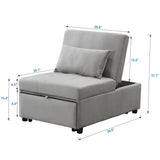 Folding Ottoman Sofa Bed - Gray Fabric - Furniture Home Direct