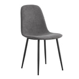 Dining Chair Set Modern Upholstered Linen Cotton Dark Gray - Furniture Home Direct