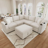 Sectional Sofa Convertible Pull-Out Sofa Bed With A Movable Storage Ottoman For Living Room - Furniture Home Direct
