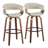 Vintage Mod - Mid Century Modern Fixed Height Barstool With Swivel & Round Footrest (Set of 2) - Furniture Home Direct