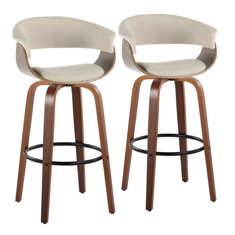 Vintage Mod - Mid Century Modern Fixed Height Barstool With Swivel & Round Footrest (Set of 2) - Furniture Home Direct