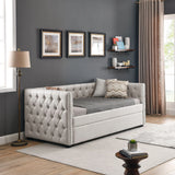 Inspired Upholstered Daybed With Trundle, Button Tufted - Furniture Home Direct
