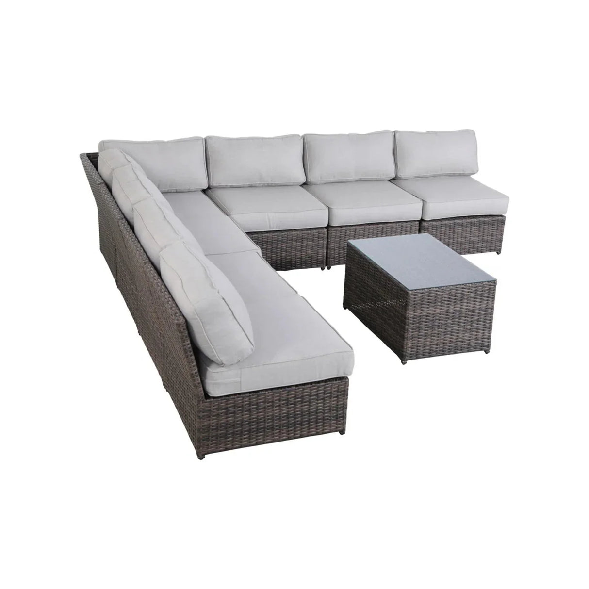 Comfortable Modern Patio Rattan Sectional Set With Cushions - Furniture Home Direct