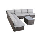 Comfortable Modern Patio Rattan Sectional Set With Cushions - Furniture Home Direct
