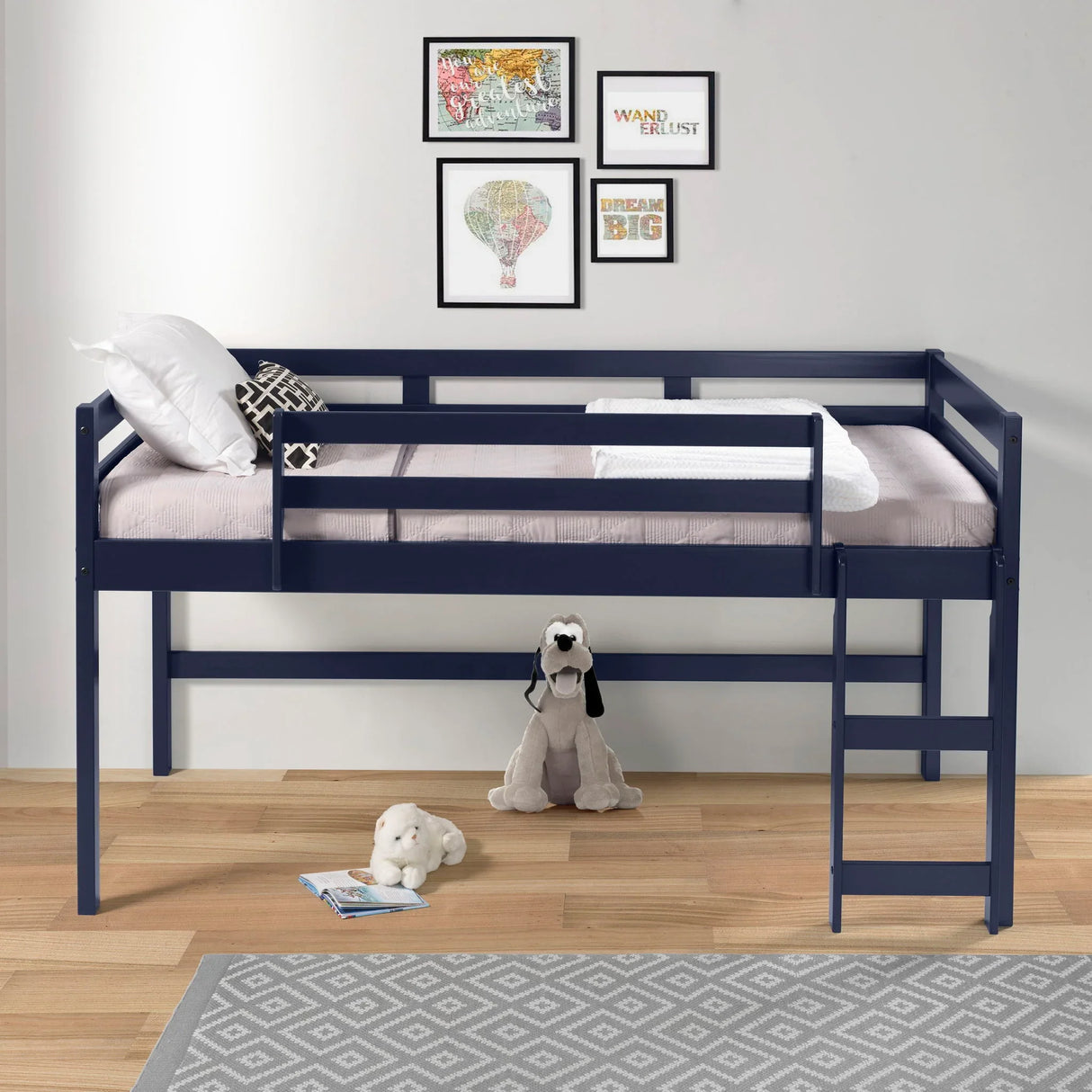 Lara - Twin Loft Bed - Navy Blue - Furniture Home Direct