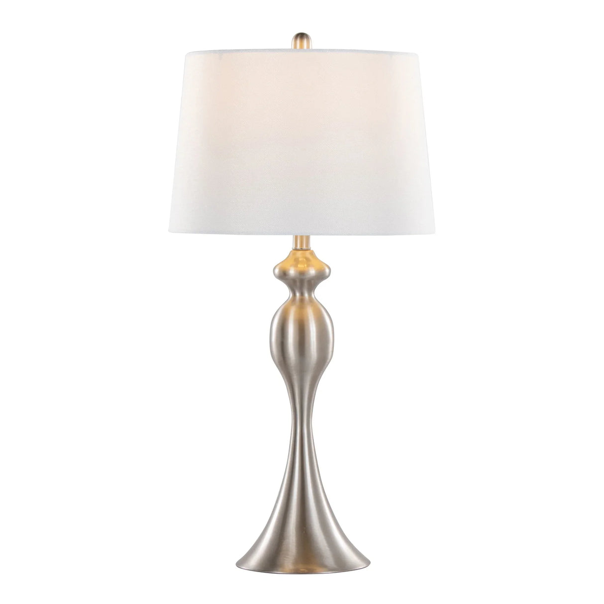 Ashland - Contemporary Table Lamp (Set of 2) - Nickel / White - Furniture Home Direct