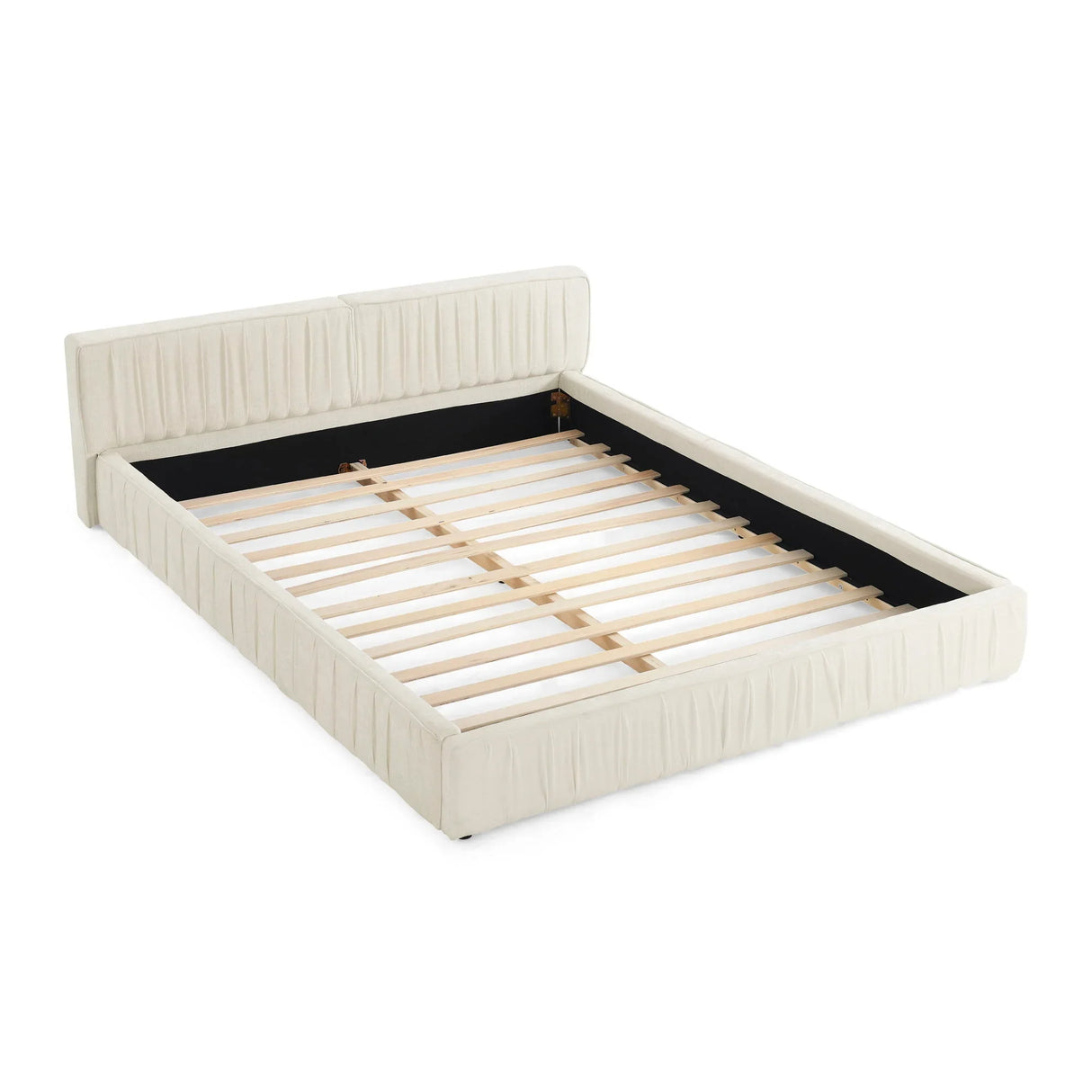 Modern Upholstered Platform Bed Frame With Pleated Design - Furniture Home Direct
