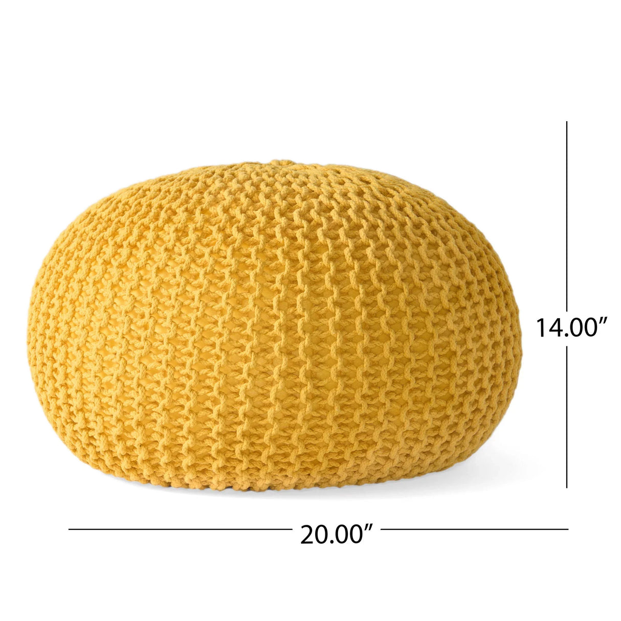 Bordeaux - Knitted Cotton Round Pouf Ottoman, Floor Cushion - Furniture Home Direct