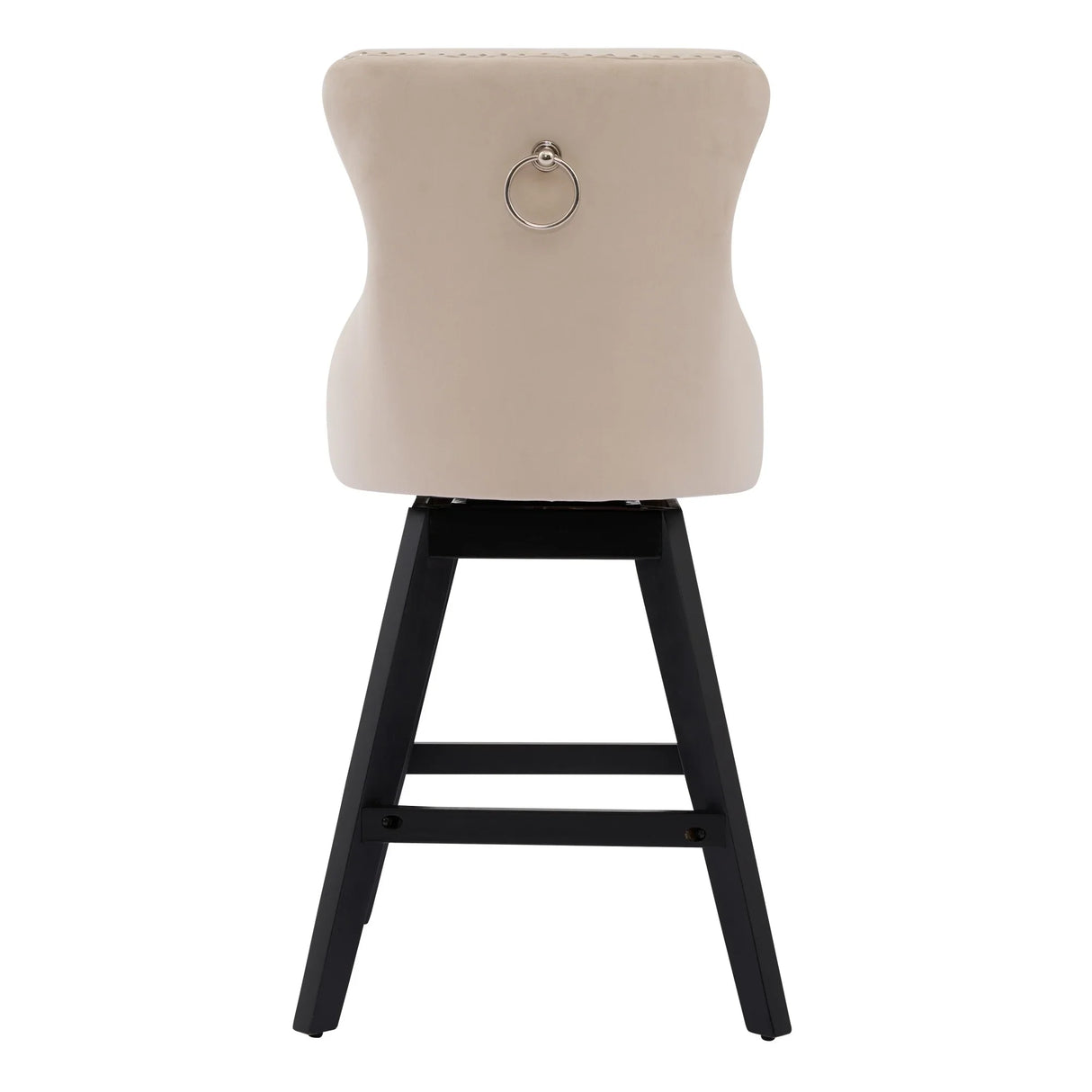 Bar Stools Counter Height Velvet Upholstered Set of 2 Beige - Furniture Home Direct