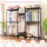 Heavy Duty Garment Rack With 8 Adjustable Wire Shelves And 5 Clothes Rails, Freestanding Closet Organizer Metal - Black - Furniture Home Direct