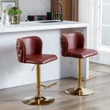 Counter Height Bar Stool Tufted Leather Swivel Burgundy - Furniture Home Direct