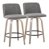 Toriano - Contemporary Fixed Height Counter Stool With Swivel & Round Footrest (Set of 2) - Furniture Home Direct