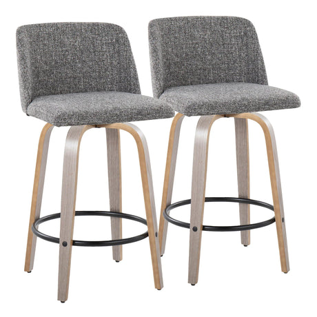 Toriano - Contemporary Fixed Height Counter Stool With Swivel & Round Footrest (Set of 2) - Furniture Home Direct