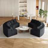 Sectional Sofa Corduroy Curved Modular Living Room Black - Furniture Home Direct