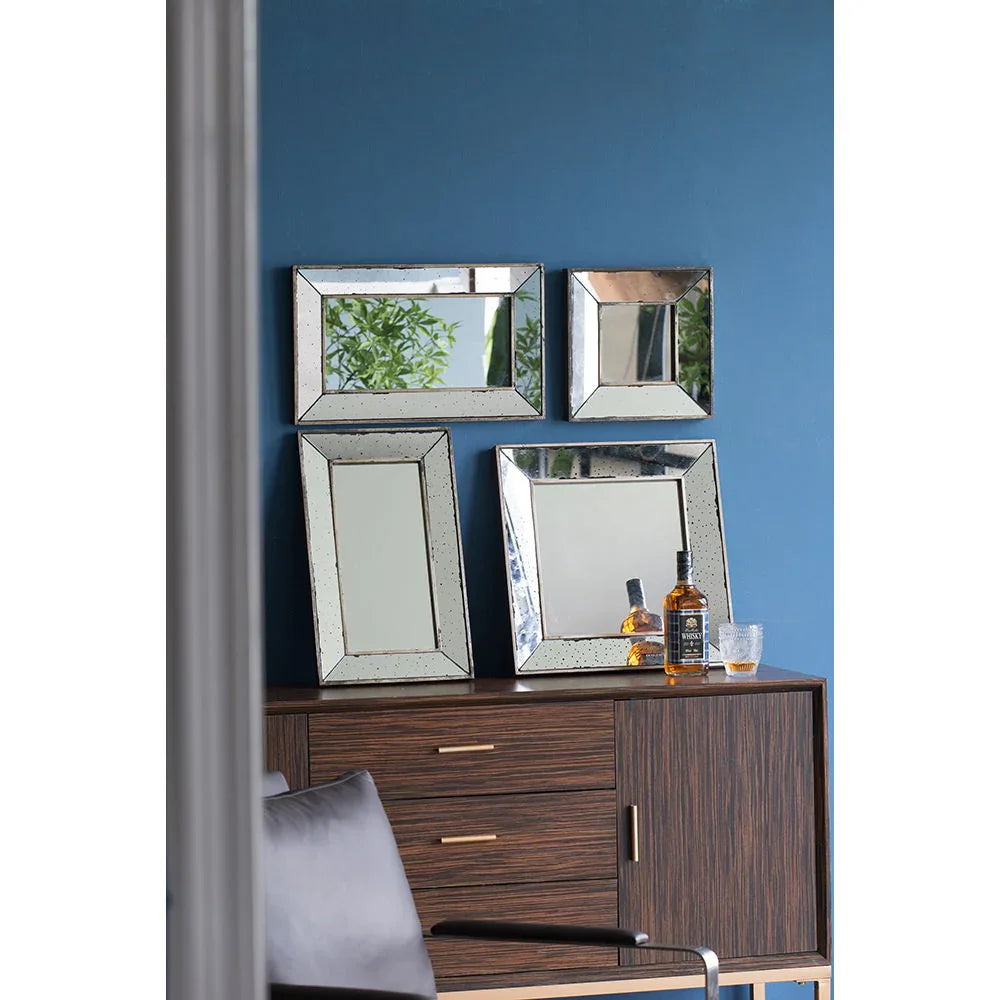 Distressed Accent Mirror, Traditional Style Framed Wall Mirror For Living Room - Furniture Home Direct