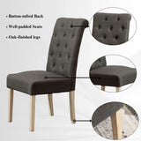 Dining Set Round Table With Tufted Chairs Charcoal - Furniture Home Direct