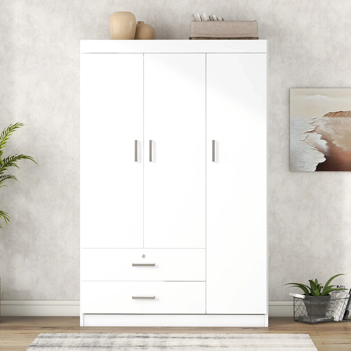3 Door Wardrobe With 2 Drawers - Furniture Home Direct