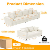 Plush Corduroy 4 Seat Sofa, Modern Comfy Upholstered Sofa Cloud Couch, Deep Seat Couches With Soft Pillows - Furniture Home Direct