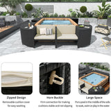 Spa Surround Spa Frame Quadrilateral Outdoor Rattan Sectional Sofa Set With Mini Sofa, Wooden Seats And Storage Spaces - Furniture Home Direct