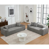 2 Piece Boucle Cloud Living Room Set with 2 Trays - Dark Gray - Furniture Home Direct