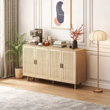 Elegant And Functional Rattan Decorative Storage Cabinet With 4 Doors - Furniture Home Direct