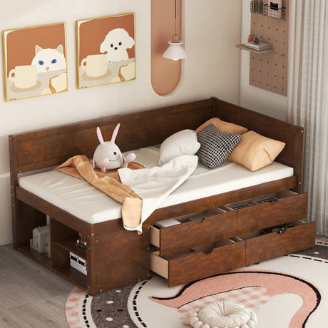 Daybed With Drawers And Shelves - Furniture Home Direct