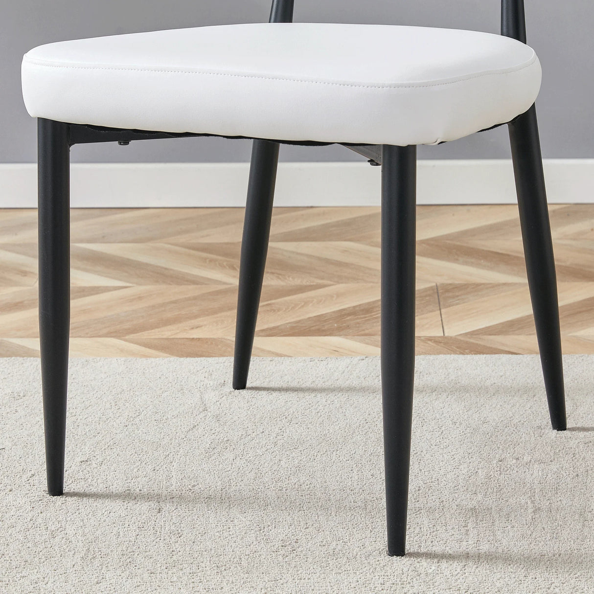Dining Chairs Set Of 4 Modern Upholstered Metal Legs White - Furniture Home Direct
