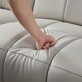 Genuine Leather Power Reclining Sectional - Light Gray - Furniture Home Direct