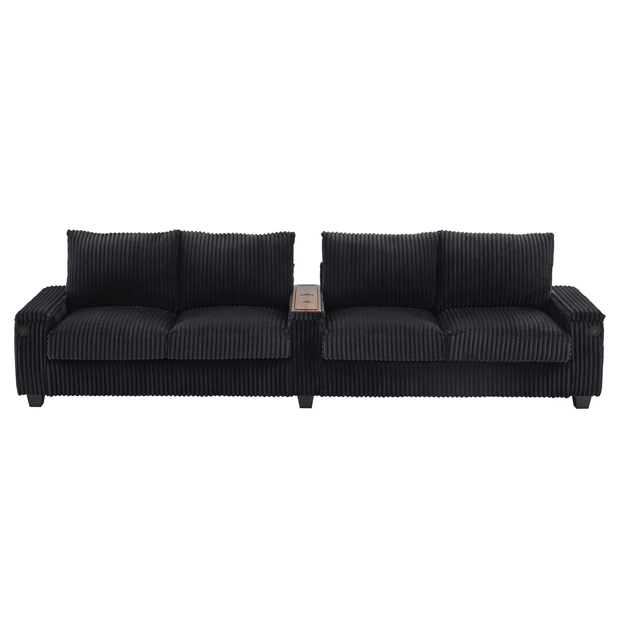 Modern 4 Seater Corduroy Sofa Couch With USB Ports And Hidden Storage - Furniture Home Direct
