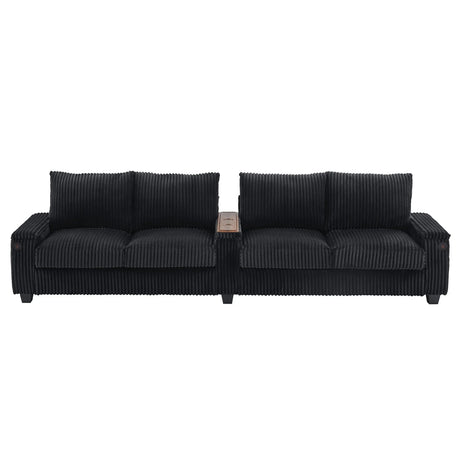 Modern 4 Seater Corduroy Sofa Couch With USB Ports And Hidden Storage - Furniture Home Direct