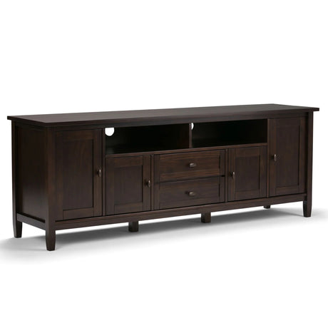 Warm Shaker - TV Media Stand Handcrafted - Tobacco Brown - Furniture Home Direct