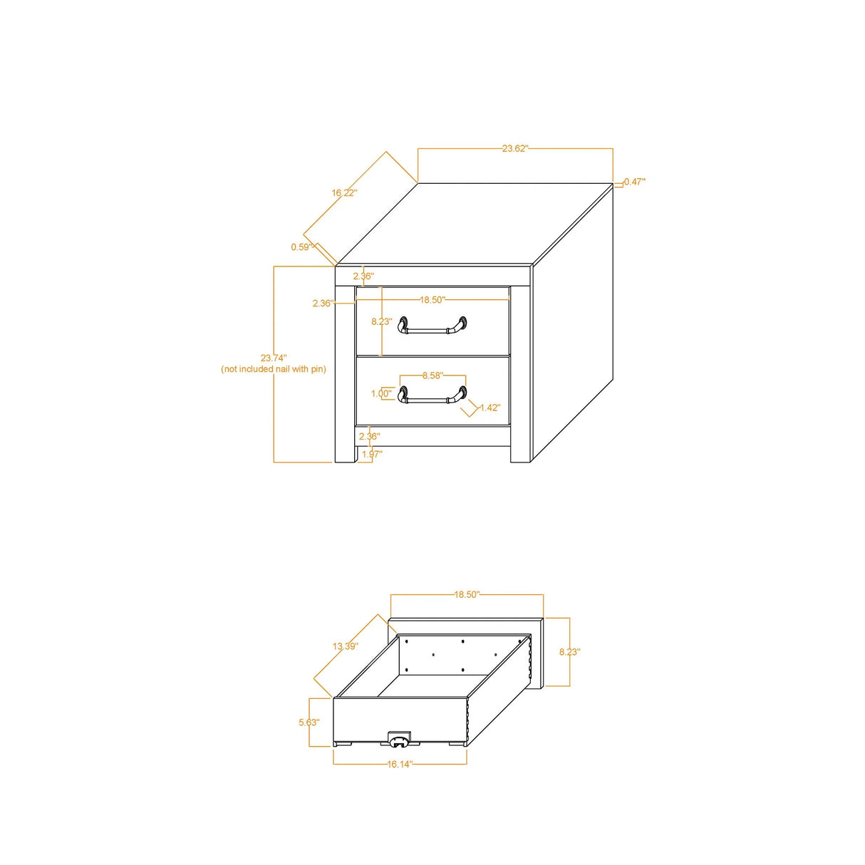 Monica - Nightstand With Spacious Drawers Bar Handles - Dark Oak - Furniture Home Direct