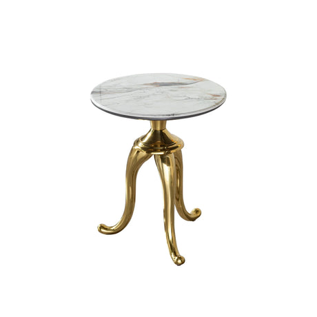 Modern Small Coffee Table With Microcrystalline Stone Top And Carbon Steel Legs - Gold - Furniture Home Direct