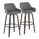 Daniella - Contemporary Fixed Height, Barstool With Swivel With Round Footrest (Set of 2) - Furniture Home Direct