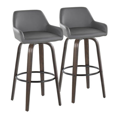 Daniella - Contemporary Fixed Height, Barstool With Swivel With Round Footrest (Set of 2) - Furniture Home Direct