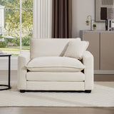 Modern Classic Corduroy Fabric Single Chair Deep Seat Sofa With Pillow - Furniture Home Direct